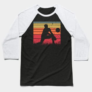 Travel back in time with beach volleyball - Retro Sunsets shirt featuring a player! Baseball T-Shirt